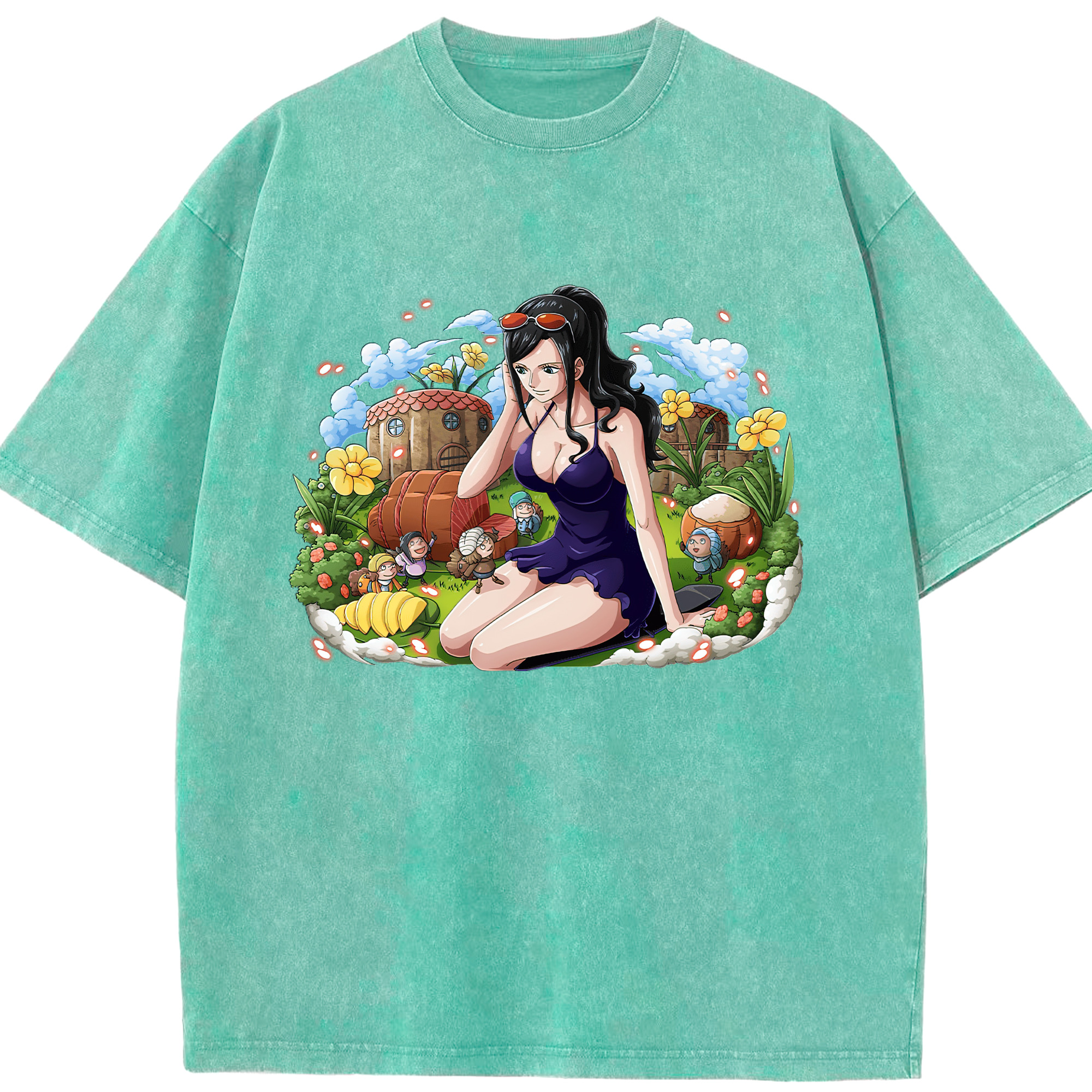 ワンピース ニコ・ロビン ONE PIECE Nico Robin 綿100% ヴィンテージ風 半袖Tシャツ（フロントプリント）
